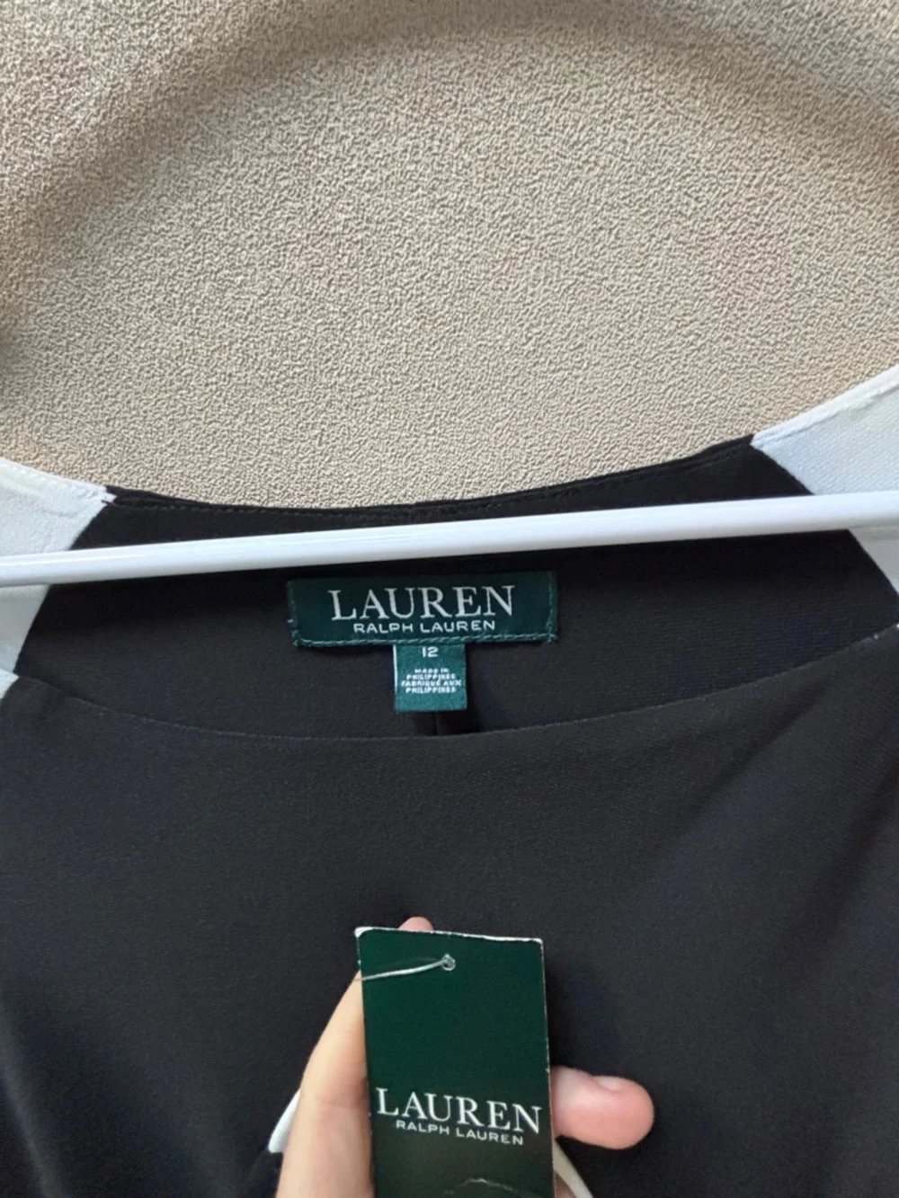 NWT Ralph Lauren Sz 12 Black Sheath Dress with White & Black Raglan Sleeves